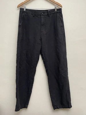Gap Mens 32x30 Black 90’s Loose Linen Cotton Blend Trouser Pant Faded Baggy - Image 1 of 4