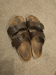 BIRKENSTOCK MEN BROWN LEATHER BUCKLE SANDAL SIZE UK 8.5 EU 43 - Picture 1 of 7