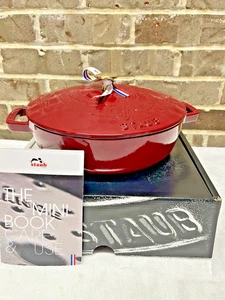 French STAUB DRAGON Braiser  Bordeaux Cranberry 2.5 qt Cast Iron Cookware 24 NEW - Picture 1 of 17