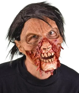 Men`s Torn Skin Zombie Mask Adult Walking Dead Latex Scary Halloween Face Mask - Picture 1 of 2