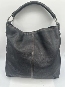 Bolso de hombro hobo holgado de cuero negro Lucky Brand Whipstitch - Imagen 1 de 11