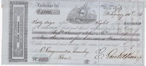 Eugene Lentilhon 1858 New York to Paris Bill of Exchange Shipping Vignette - Picture 1 of 1
