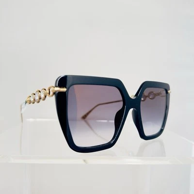 Caviar 6896 MSRP $998 Color 24 Black w Clear Crystals w Grey Lens New Sunglasses - Image 1 of 4