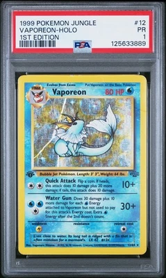 PSA 1 PR 1999 1ST EDITION Pokemon Jungle Vaporeon 12/64 Holo Foil Rare WOTC - Image 1 of 2