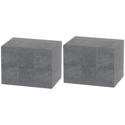 HOMCOM Set 2 Comodini Moderni Sospesi con 2 Cassetti 40x29x30 cm Grigio Cemento - Immagine 1 di 4