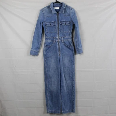 Mono Madewell Para Mujer 4 Cremallera Frontal Mono Denim Western Utilitario Informal Elegante Foto 1 de 4