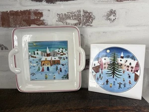Villeroy & Boch Naif Natale 8" piatto da portata/vassoio e sottopiatto con manico quadrato 6" - Foto 1 di 11