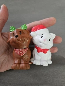 Fisher Price Little People White Barbie Christmas Pet Cat Santa, Reindeer Dog - Picture 1 of 9