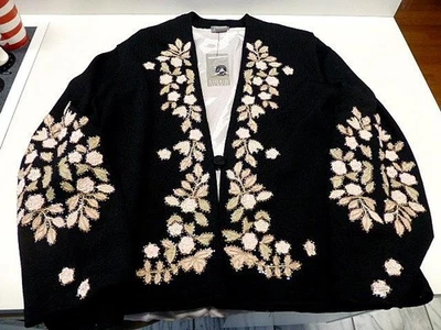 Sigrid Olsen Womens Beaded BLK Jacket Cardigan Sweater Sequin Floral Trim XL NWT - Image 1 of 4