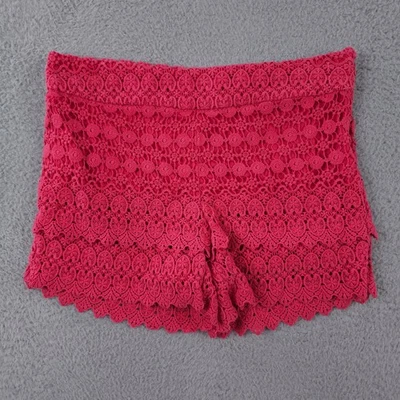 Pantalones Cortos Ann Taylor LOFT Mujer 10 Rosa The Riviera Crochet Encaje Forrado Festoneado 4" Foto 1 de 4