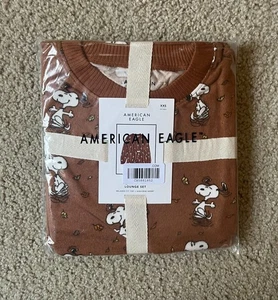 NEW IN BAG American Eagle Snoopy Peanuts Brown Halloween Plush PJ Set Size XXS - Picture 1 of 4