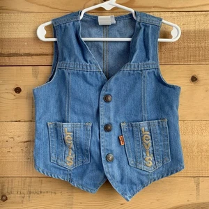 Vintage Levi’s Denim Vest Size 5 Orange Tab Logo Embroidered Light Wash RARE - Picture 1 of 5