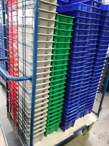 rot + blau Drehstapelbehälter PP 300x200x150mm Stapelbehälter Lagerkisten 6 ltr - Bild 1 von 10