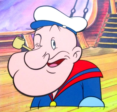 POPEYE sailor 1980's HANNA-BARBERA ORIGINAL PRODUCTION CEL pipe muscles hat boat - Image 1 of 4