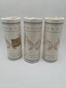 3 Wallpaper Border Vintage Butterfly/Floral Pink And Blue Pastels 15 Yards Total - Picture 1 of 7