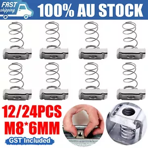 UP 24Pcs M8 x 6mm Unistrut Type Zinc Plated Long Spring Channel Nuts D Tools AU - Picture 1 of 10