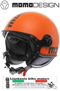 MOMO DESIGN CASCO DEMI JET FGTR CLASSIC ARANCIO/NERO OPACO E 22.06 - Foto 1 di 6