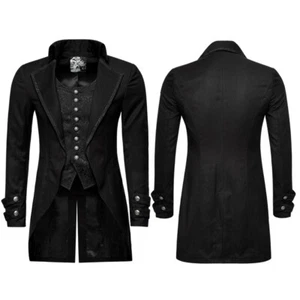 Punk Rave Gothic Black Steampunk Rock Jacket Wedding Vampire Uniform coat Men - Picture 1 of 12