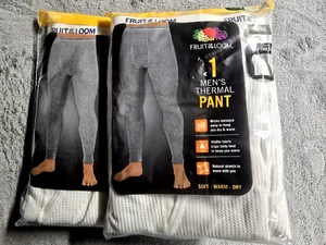 Thermal Baselayer Underwear Pants LOT OF 2 Fruit of the Loom Men XL 40-42 White - Picture 1 of 5