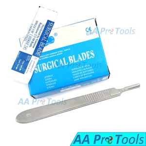 100 Sterile Scalpel Blades # 12 + 1 Free Scalpel Knife Medical Handle # 3 - Picture 1 of 3