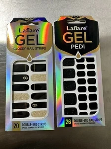 Set Of 2 Laflare Mani &  Pedi Glossy Nail Strips  Trimming File Included - Picture 1 of 7