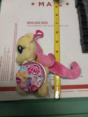 Aurora My Little Pony FLUTTERSHY Plush Keychain 5" Clip-On 2014 Hasbro NEW - Image 1 of 4