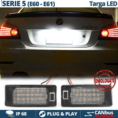 2 Luci TARGA FULL LED PLACCHETTE Complete per Bmw Serie 5 E60 E61 CANBUS 6.500K - Immagine 1 di 4