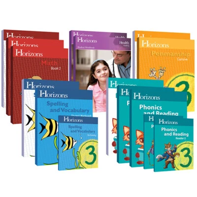 Horizons 3rd Grade Complete Set Math Phonics Spelling Penmanship Homeschool  - Image 1 of 4
