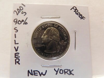 2001 S 90% Silver Proof New York State Quarter - From a U.S.  Proof Set - Image 1 of 2