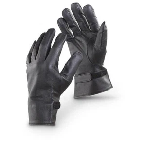 New Unissued French Army black leather gloves military mittens Deadstock unlined - Imagen 1 de 2