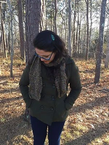 Brown and Multi-color Mohair Handknit Scarf - Foto 1 di 3