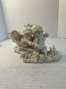 Resin Snowmen Sledding Figurine - Picture 1 of 5