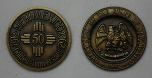 Lote de 2 Medallas Nuevo México Aniversario de Oro 1912-1962 Excelente - Imagen 1 de 2