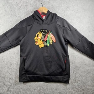 Chicago Blackhawks NHL Youth L schwarz Pullover Hoodie bestickt Taschen Hockey - Bild 1 von 14