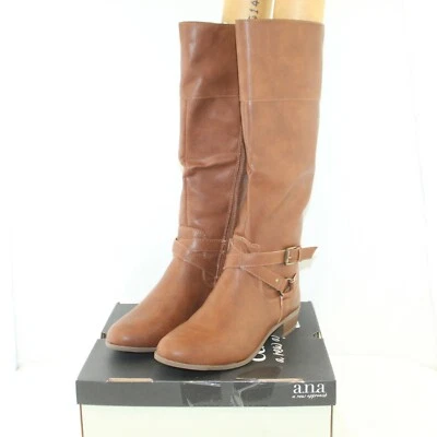 A.N.A TORRANCE Mujer Cremallera Hasta la Rodilla Botas de Montar Zapato Talla 8.5 M Marrón NUEVO Foto 1 de 4