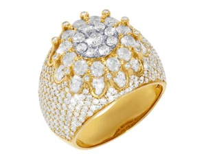Men's Cluster 3D 4 1/2CT Real Diamond Pinky Ring 10K Yellow-White Gold - Picture 1 of 6