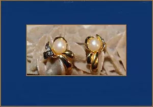 Ohrringe Vintage Blume Der Perle - Bild 1 von 1