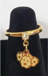 Sanrio Spottie Dottie gold Tone charm ring vintage used - Picture 1 of 10