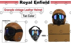 Royal Enfield ""Casco Granado marrone chiaro"" con occhiali Remx e maschera rimovibile - Foto 1 di 17