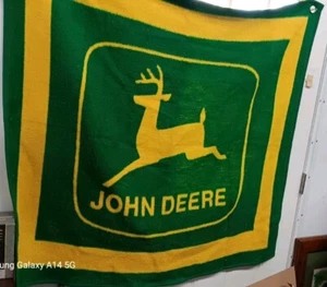 Vintage John Deere Tractor Biederlack 49x50 Fleece Blanket USA Throw  - Picture 1 of 8