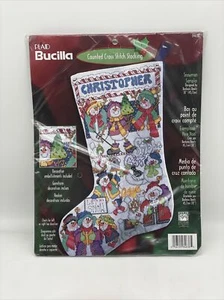 Bucilla Snowman Counted Cross Stitch Christmas Stocking Kit 84638 Vintage 2001 - Picture 1 of 9