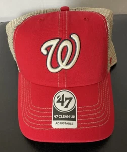 Washington Nationals '47 Brand Red Trawler Clean Up Adjustable Trucker Dad Hat - Picture 1 of 13