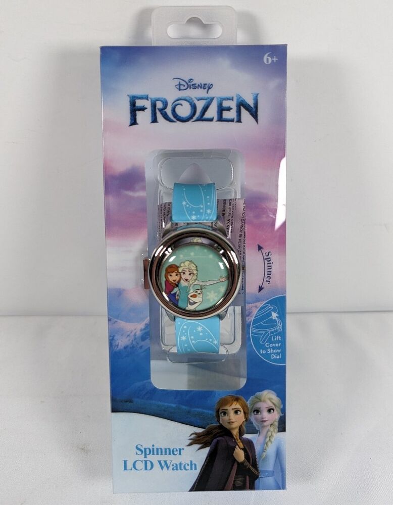 Disney Frozen Elsa & Anna Spinner LCD Digital Watch Lift Cover To Show Dial NEW