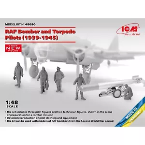 RAF Bomber and Torpedo Pilots 1939-1945 ICM 48090 Escala Modelo Figuras Kit 1/48 - Imagen 1 de 17