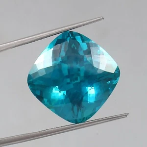 43 Ct Natural Ceylon Green Blue Parti Sapphire Cushion Cut Loose Gemstone 18x18 - Picture 1 of 4