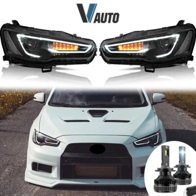 Fit Mitsubishi Lancer / EVO X 2008-2017 Sequential LED Headlights with D2S Bulbs - Image 1 of 4