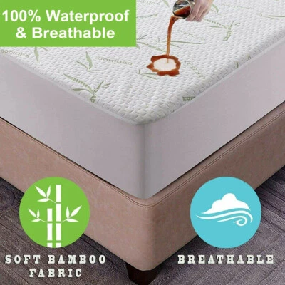 All Size Fully Fitted Waterproof Bamboo Mattress Protector Cover KSB/QB/KB/SKB - image 1 of 4