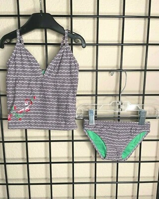 NUEVO NUEVO CON ETIQUETAS Traje de Baño 2 Piezas Gris Pizarra Limón y Lima Gris/Blanco HERMOSO Gama Alta Talla 4Y Foto 1 de 4