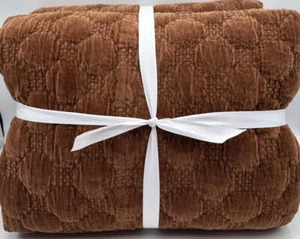 Pottery Barn Velvet Lattice KING Quilt ~ Cognac Brown - Picture 1 of 2