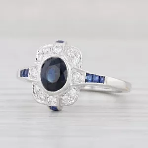 Nuevo Beverley K 1.30ctw Zafiro Anillo Diamante Halo 14k Oro Pedida Talla 6.75 - Imagen 1 de 10